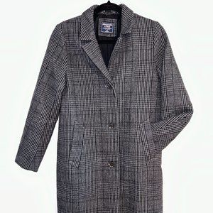 🧥 Abercrombie & Fitch XS Wool Dad Trench Coat - Plaid 🧥